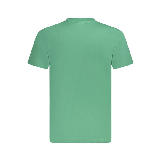 Back view of Fila Green Cotton Men T-Shirt showcasing simple elegant design in organic fabric.