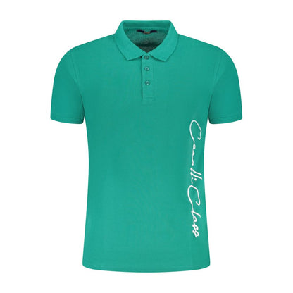 Cavalli Class Green Cotton Men Polo Shirt