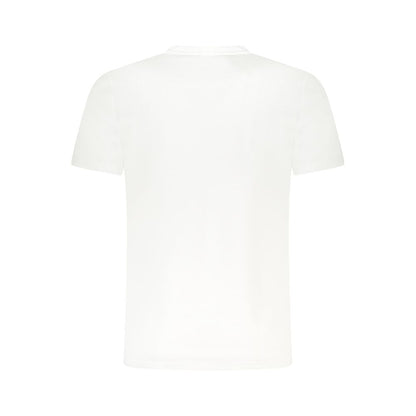 Back view of Cavalli Class White Cotton Men T-Shirt showcasing short sleeves and breathable fabric.