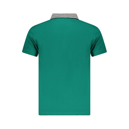 Cavalli Class Green Cotton Men Polo Shirt with contrasting details and iconic logo, showcasing high-fashion style and comfort.