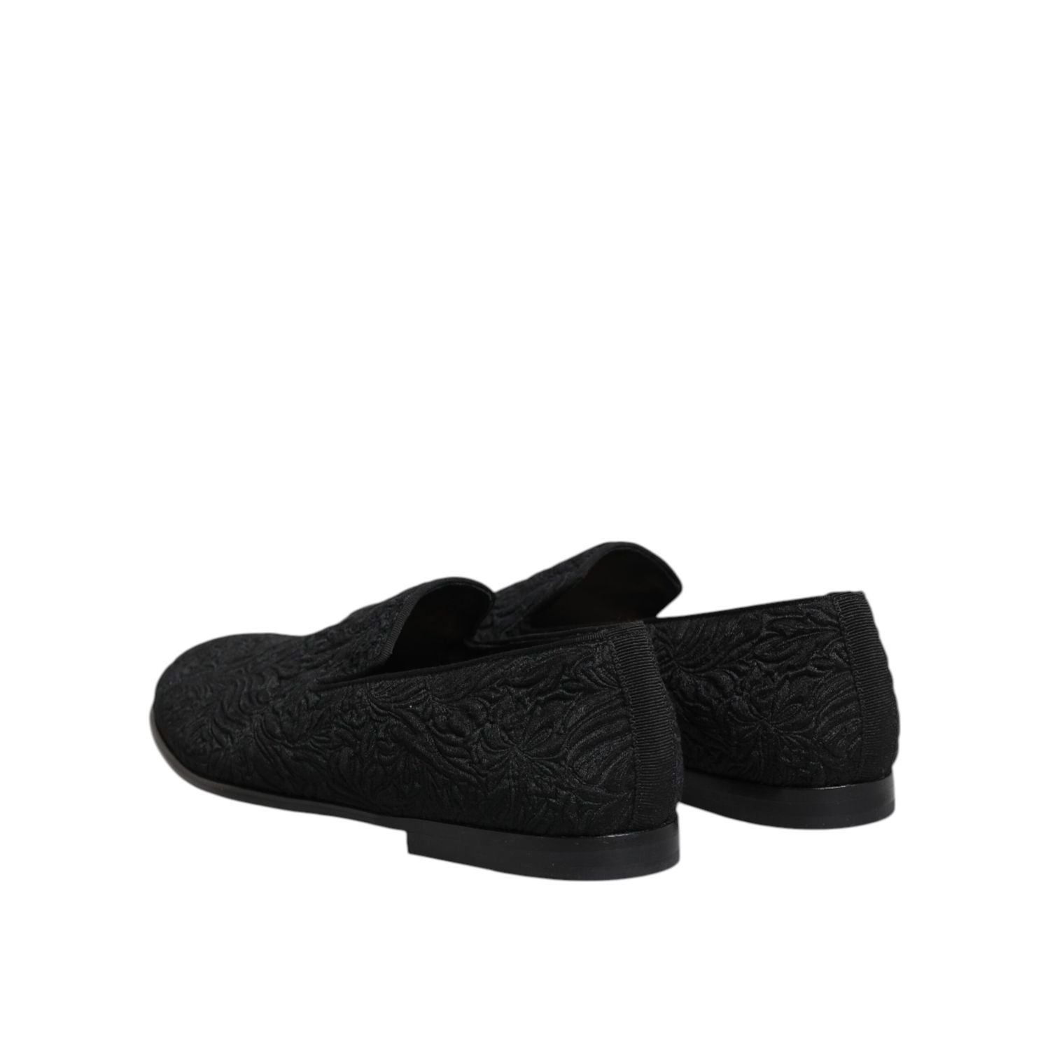 Dolce & Gabbana Black Jacquard Slip On Loafers Formal Shoes