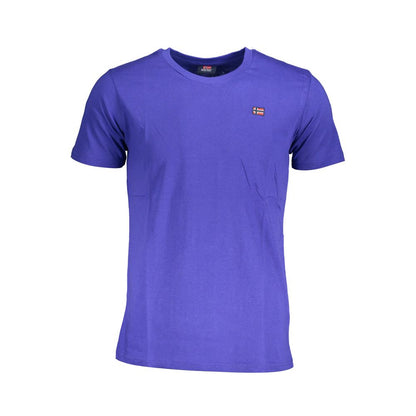Norway 1963 Blue Cotton Men T-Shirt with short sleeves and crew neck, featuring logo, modern design, breathable fabric for comfort.