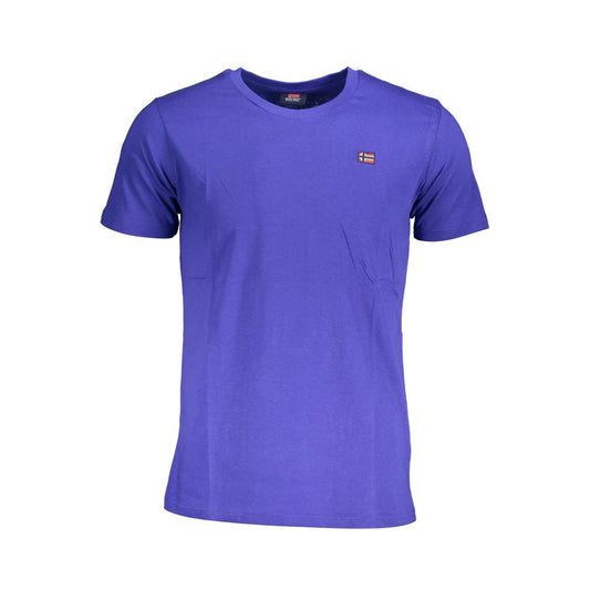 Norway 1963 Blue Cotton Men T-Shirt with crew neck and logo application, perfect for contemporary fashion and comfort.