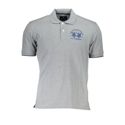 La Martina Brown Cotton Men Polo Shirt with embroidery and logo, showcasing sporty elegance and sophisticated style.