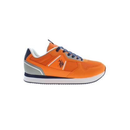 U.S. POLO ASSN. Orange Polyester Men Sneaker with contrasting details and iconic logo, perfect blend of comfort and style for sports enthusiasts.