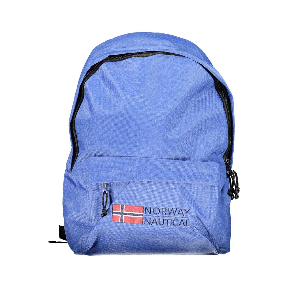 Norway 1963 Blue Polyester Men Backpack with embroidery and logo, adjustable straps, a pocket, and a secure zip closure for explorers.