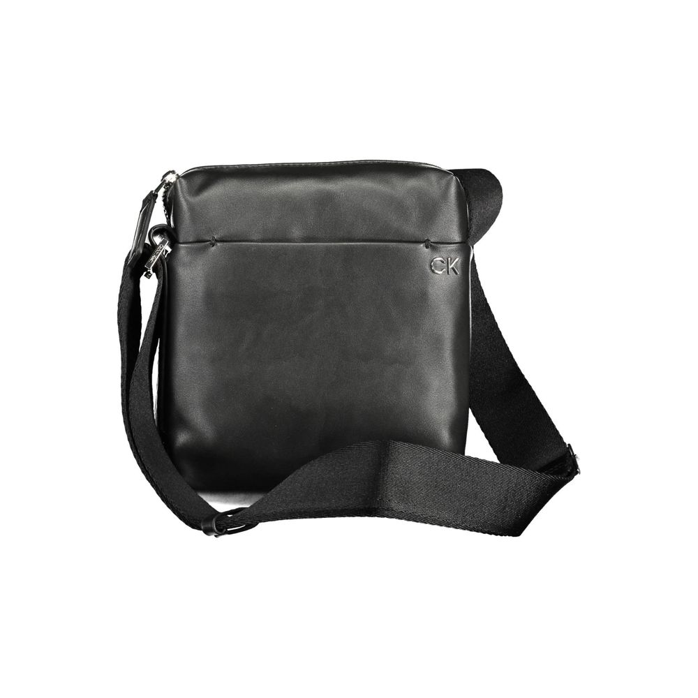 Calvin Klein Black Polyester Men Shoulder Bag with adjustable strap and eco-friendly materials.