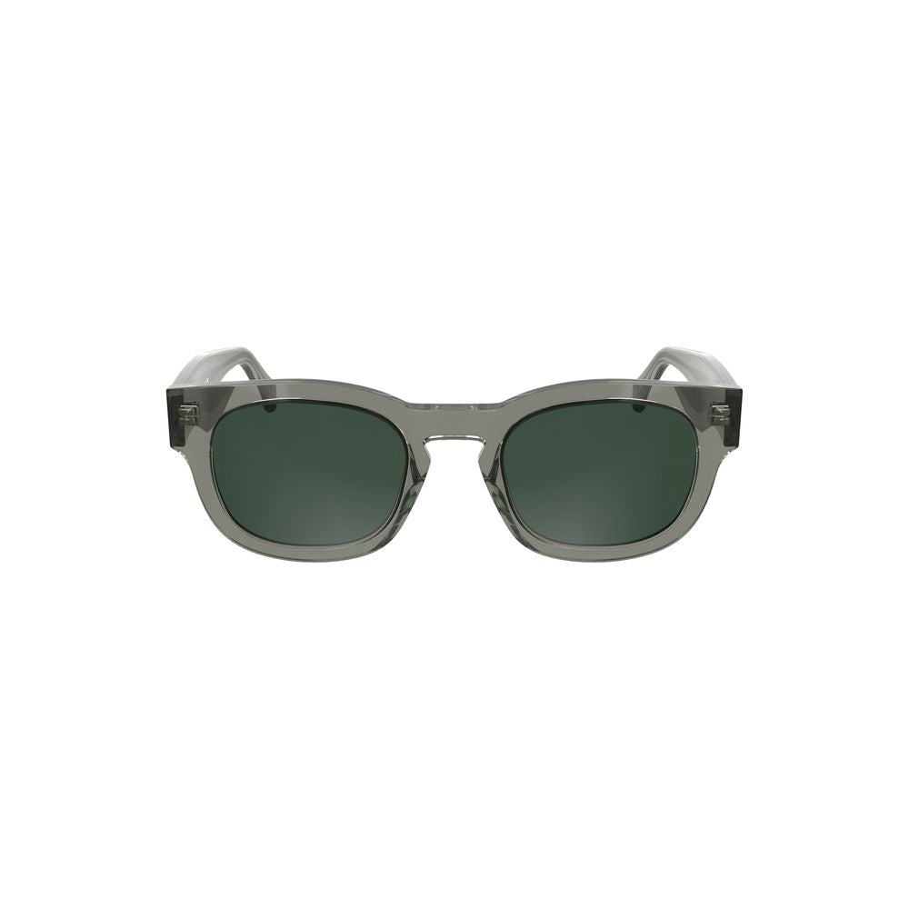 Calvin Klein Gray Acetate Women Sunglasses with smoky lenses and round design showcasing contemporary elegance.