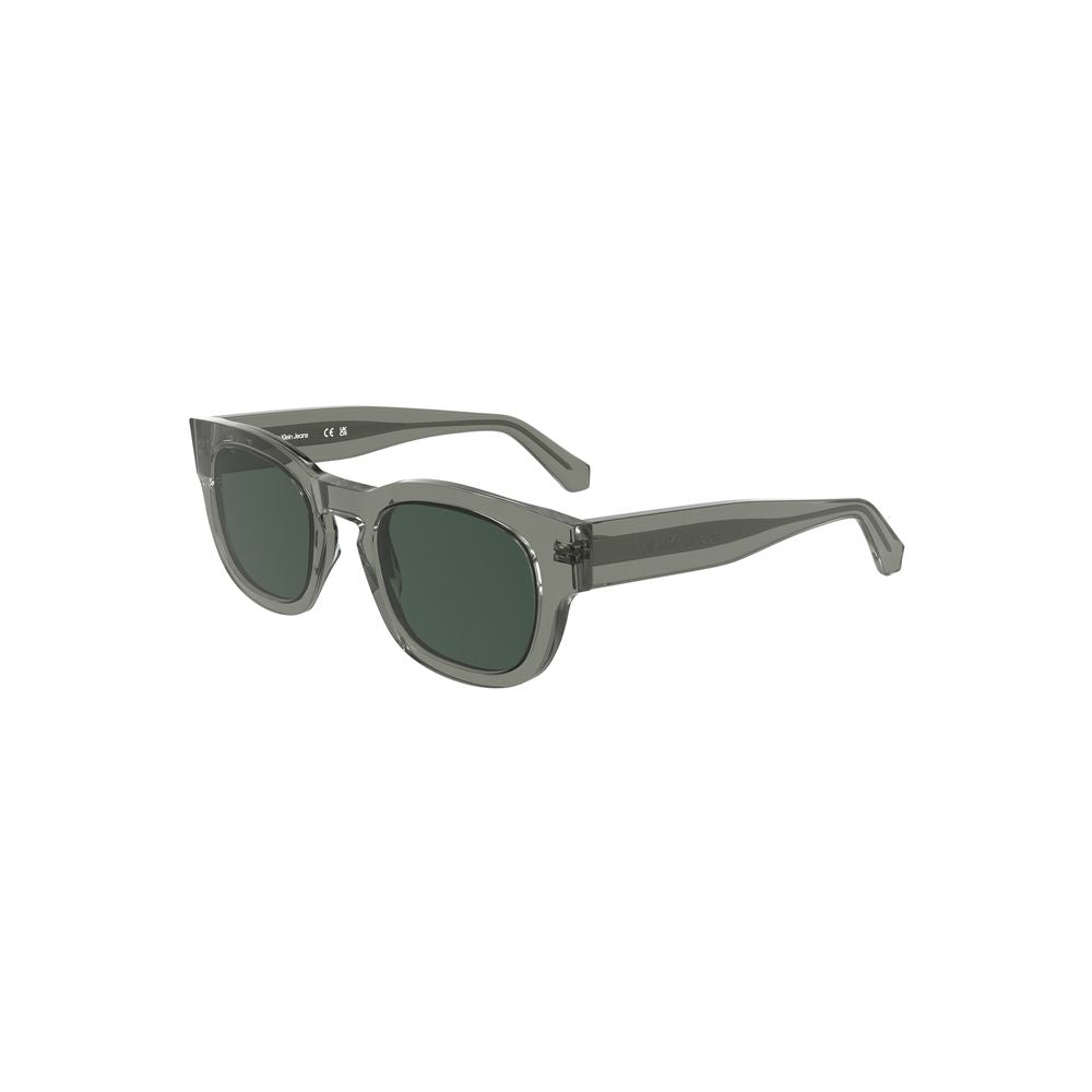 Calvin Klein Gray Acetate Women Sunglasses with round smoky lenses and sleek design, highlighting modern elegance and quality.