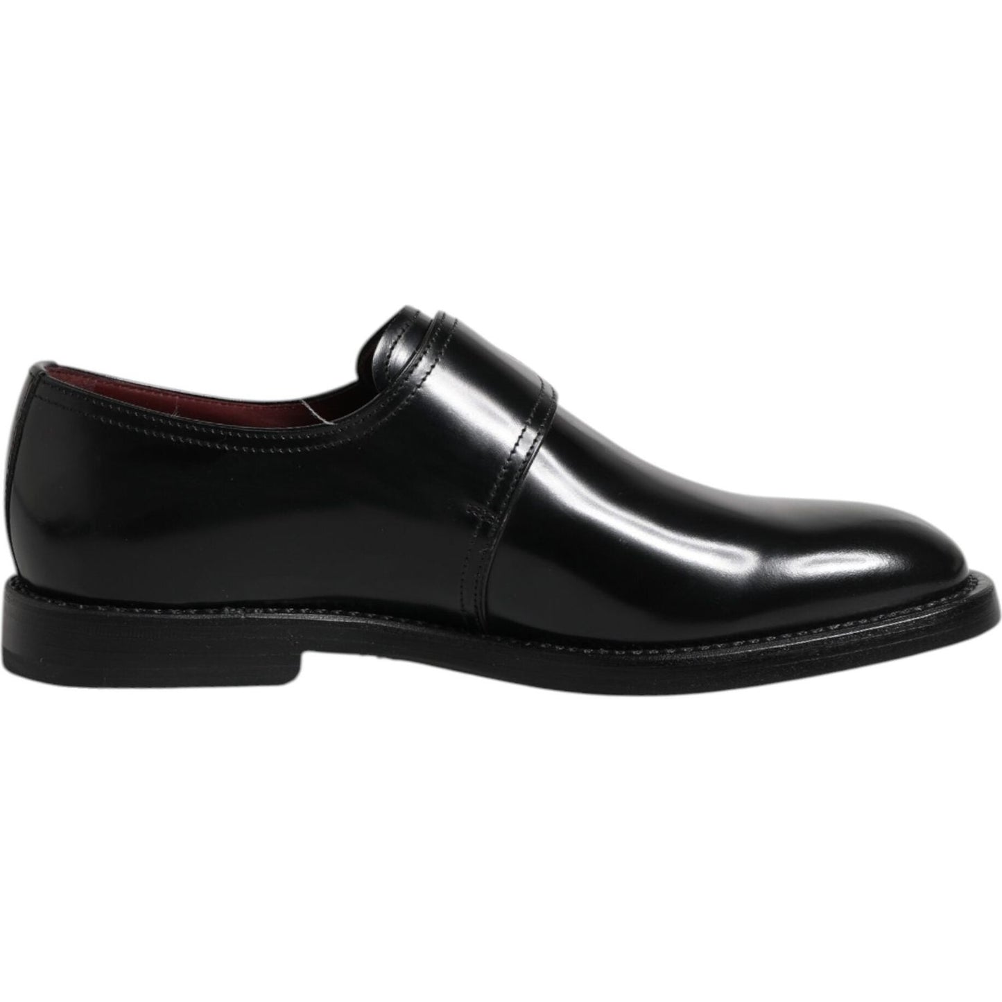 Dolce & Gabbana Black Leather Monk Strap Derby Formal Shoes