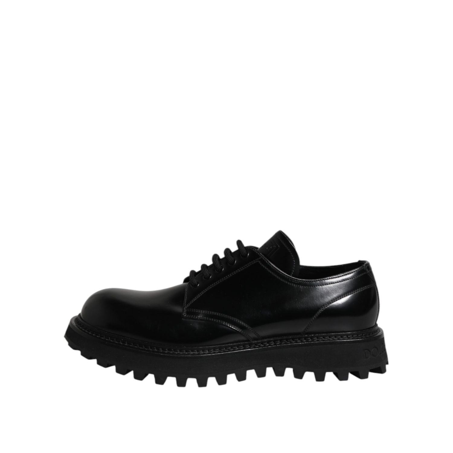Dolce & Gabbana Black Leather Lace Up Derby Men Dress Shoes