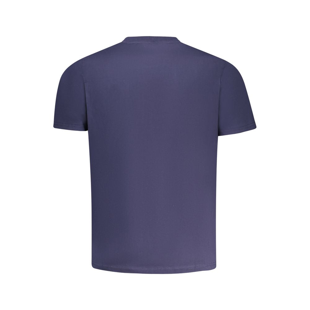 Back view of North Sails Blue Cotton Men T-Shirt featuring a casual design and crew neck.