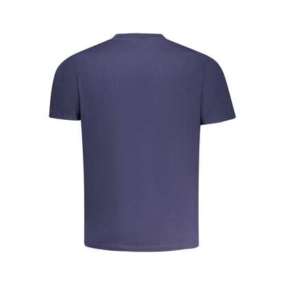 Back view of North Sails Blue Cotton Men T-Shirt featuring a casual design and crew neck.