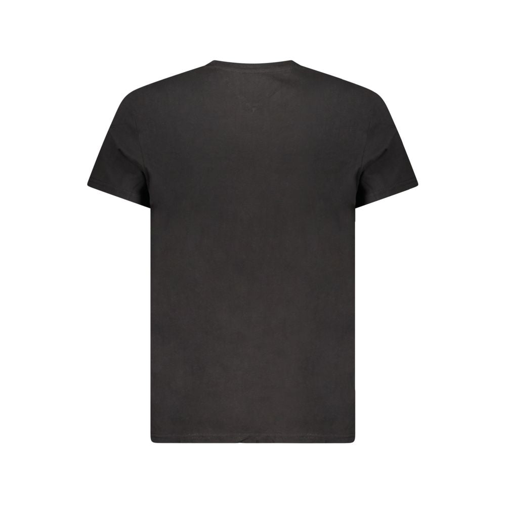 Back view of Tommy Hilfiger Black Cotton Men T-Shirt showcasing eco-friendly design.