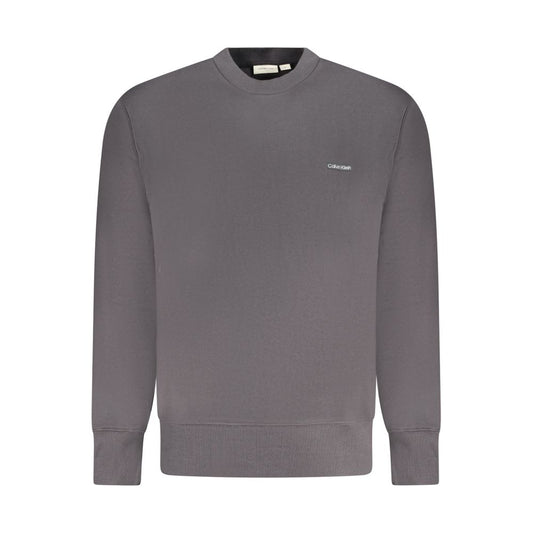 Calvin Klein Black Cotton Men Sweater with logo, sustainable fabric, and crew neck for stylish comfort.