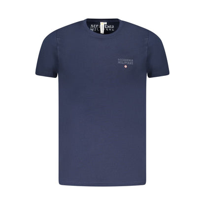 Accademia Militare Blue Cotton T-Shirt featuring crew neck and small academy print logo.