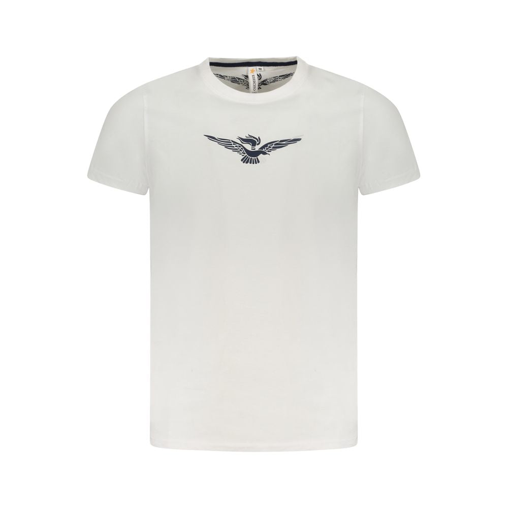 Accademia Militare White Cotton T-Shirt with eagle print, short sleeve, crew neck, and logo design.