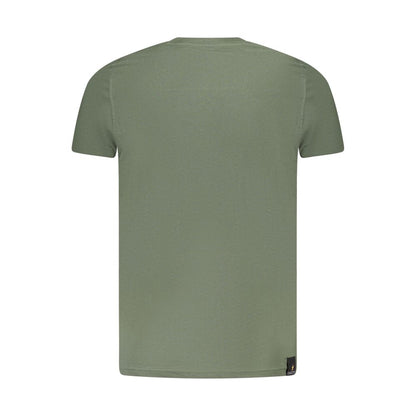 Back view of Accademia Militare Green Cotton T-Shirt with crew neck and logo print, short sleeve design for academy enthusiasts.