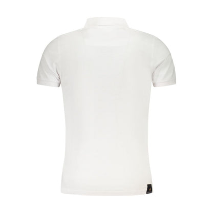 Back view of Accademia Militare White Cotton Polo Shirt with short sleeves, tricolore logo, and three-button design.