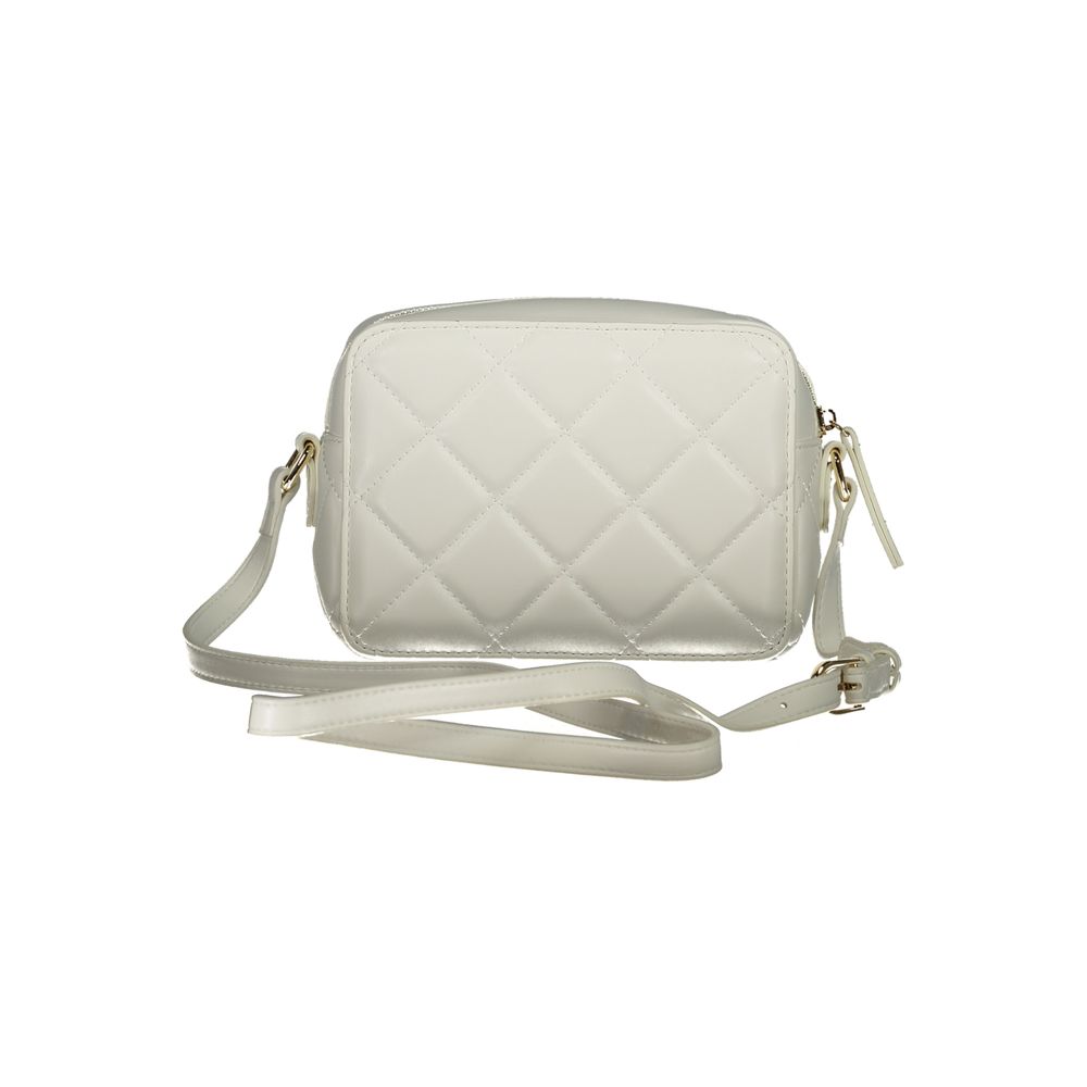 Mario Valentino White Polyethylene Handbag with adjustable strap, contrasting details, zip closure, and logo.