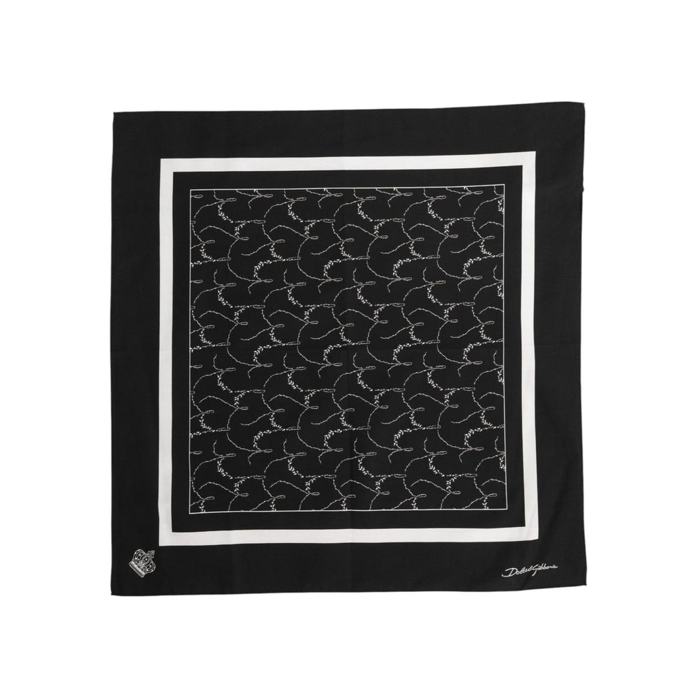 Dolce & Gabbana Black White Printed Square Foulard Scarf
