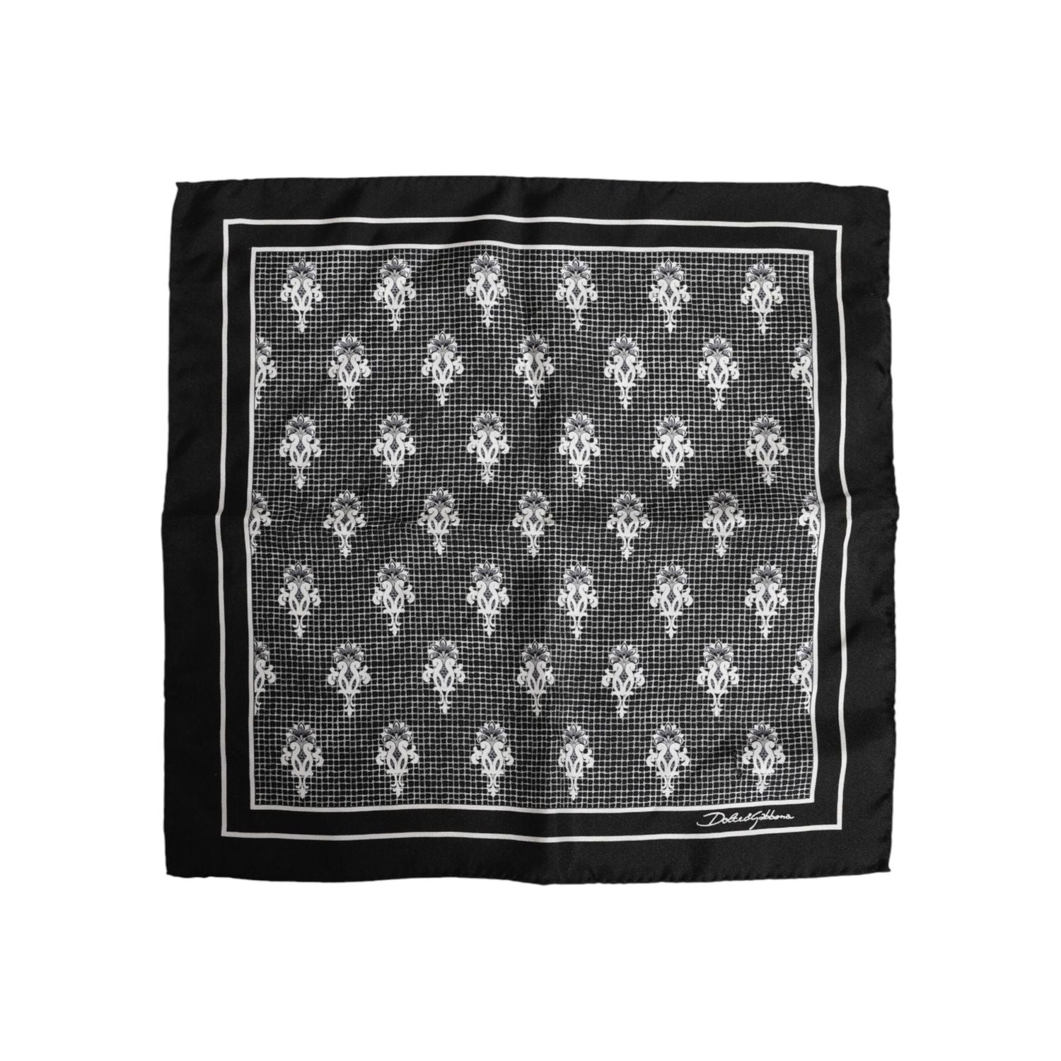 Dolce & Gabbana Black White Printed Square Foulard Scarf