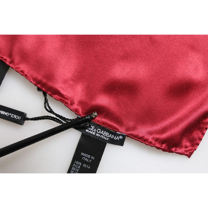 Dolce & Gabbana Red Solid Satin Silk Square Handkerchief Scarf