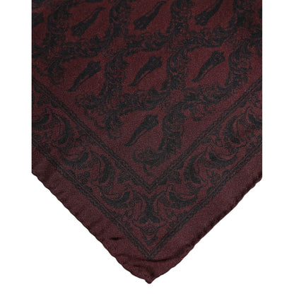 Dolce & Gabbana Maroon Black Printed Square Men Foulard Scarf