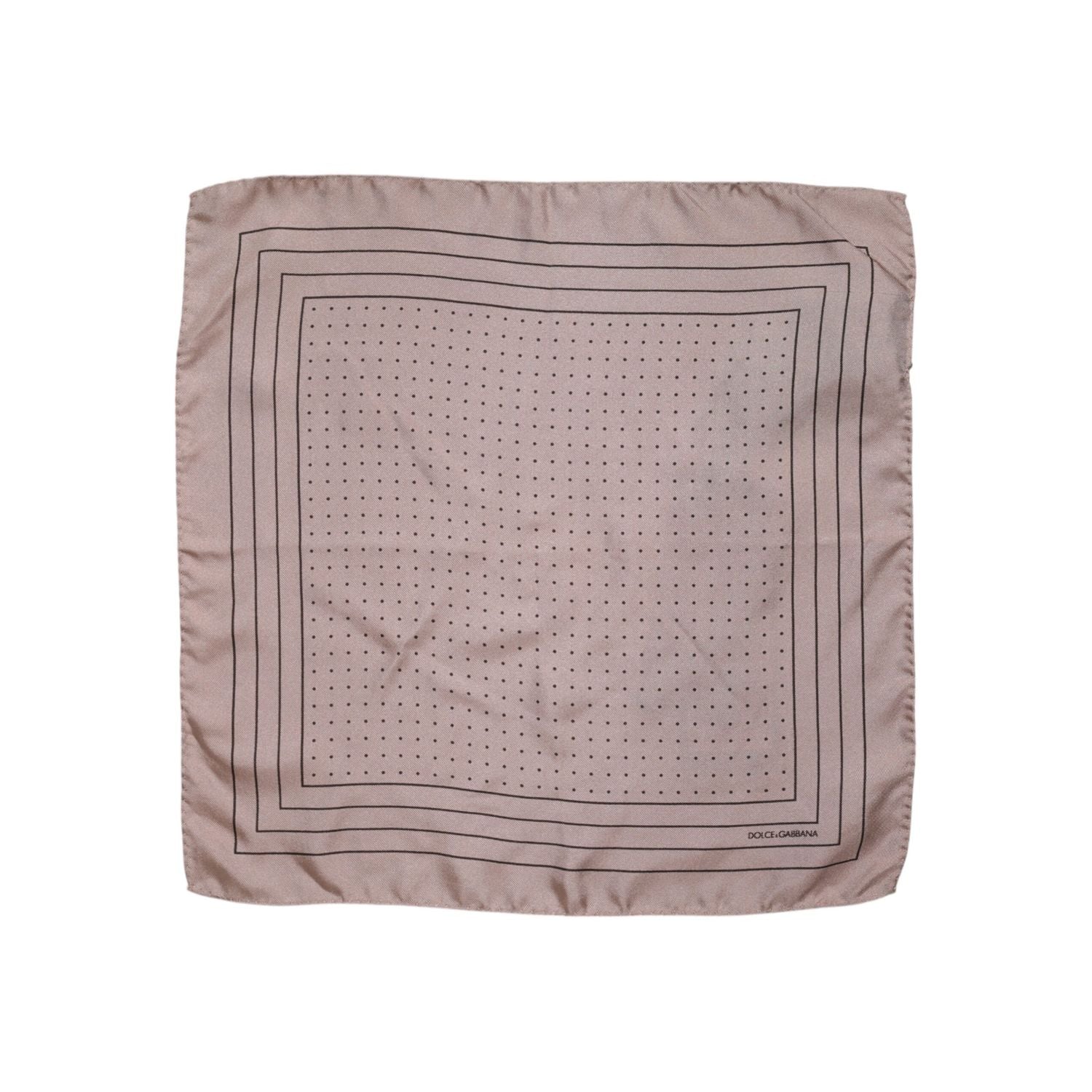 Dolce & Gabbana Beige Dotted Silk Square Men Foulard Scarf