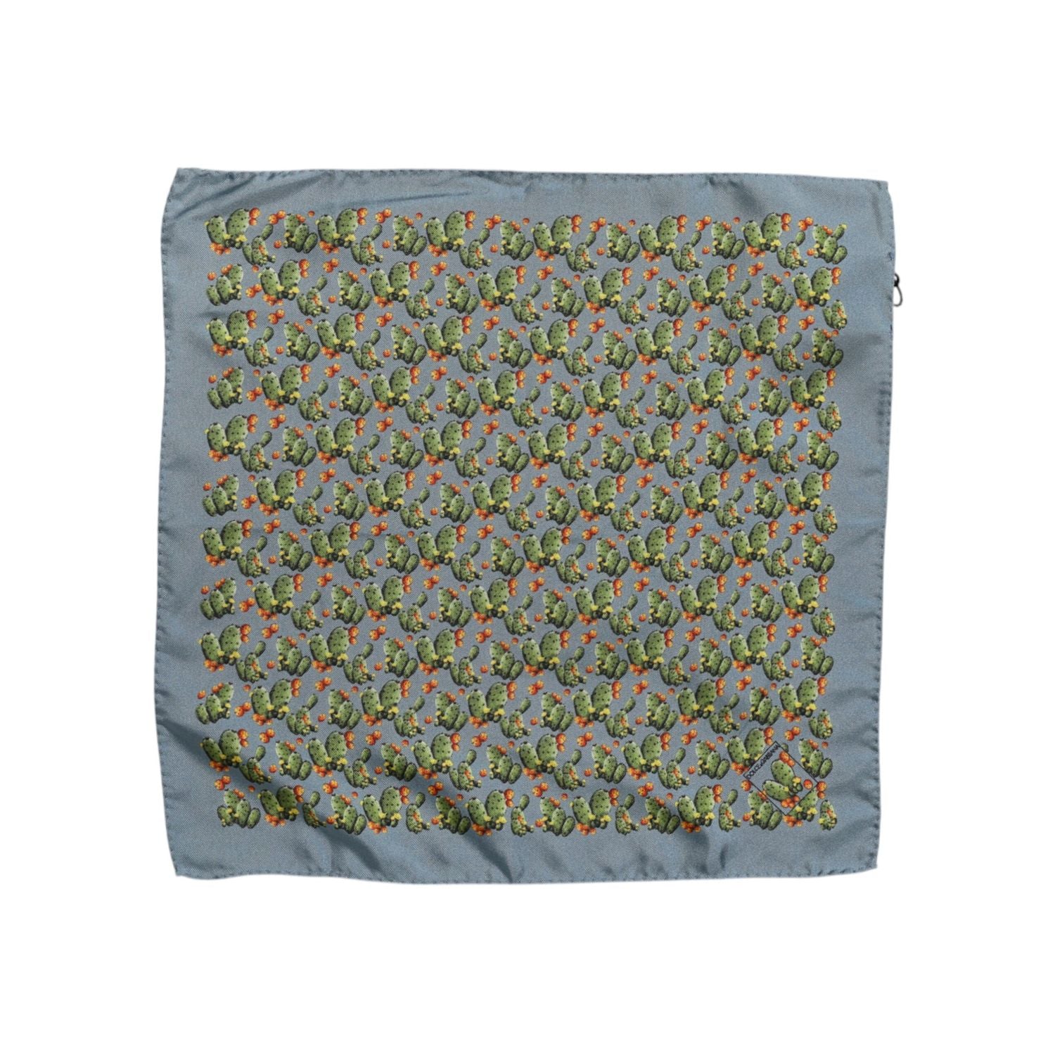 Dolce & Gabbana Gray Green Cactus Print Square Foulard Scarf