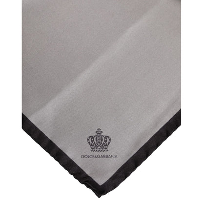 Dolce & Gabbana Gray DG Crown Silk Square Men Foulard Scarf