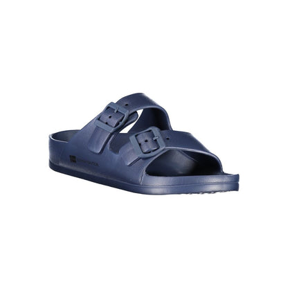 Norway 1963 Blue Plastic Men Sandal with adjustable buckles and print logo, offering style and comfort for effortless summer sophistication.