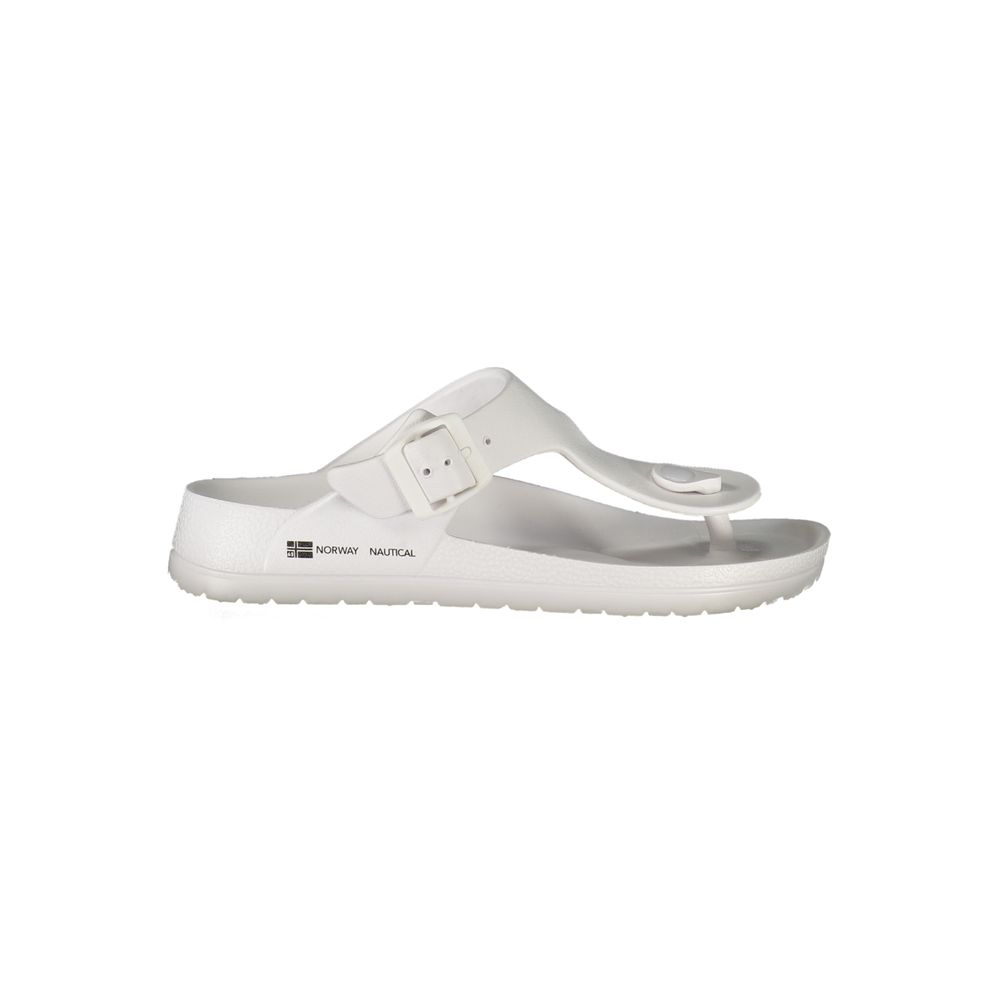 Norway 1963 White Plastic Women Sandal with adjustable buckle, elegant design and durable construction for summer fashion.
