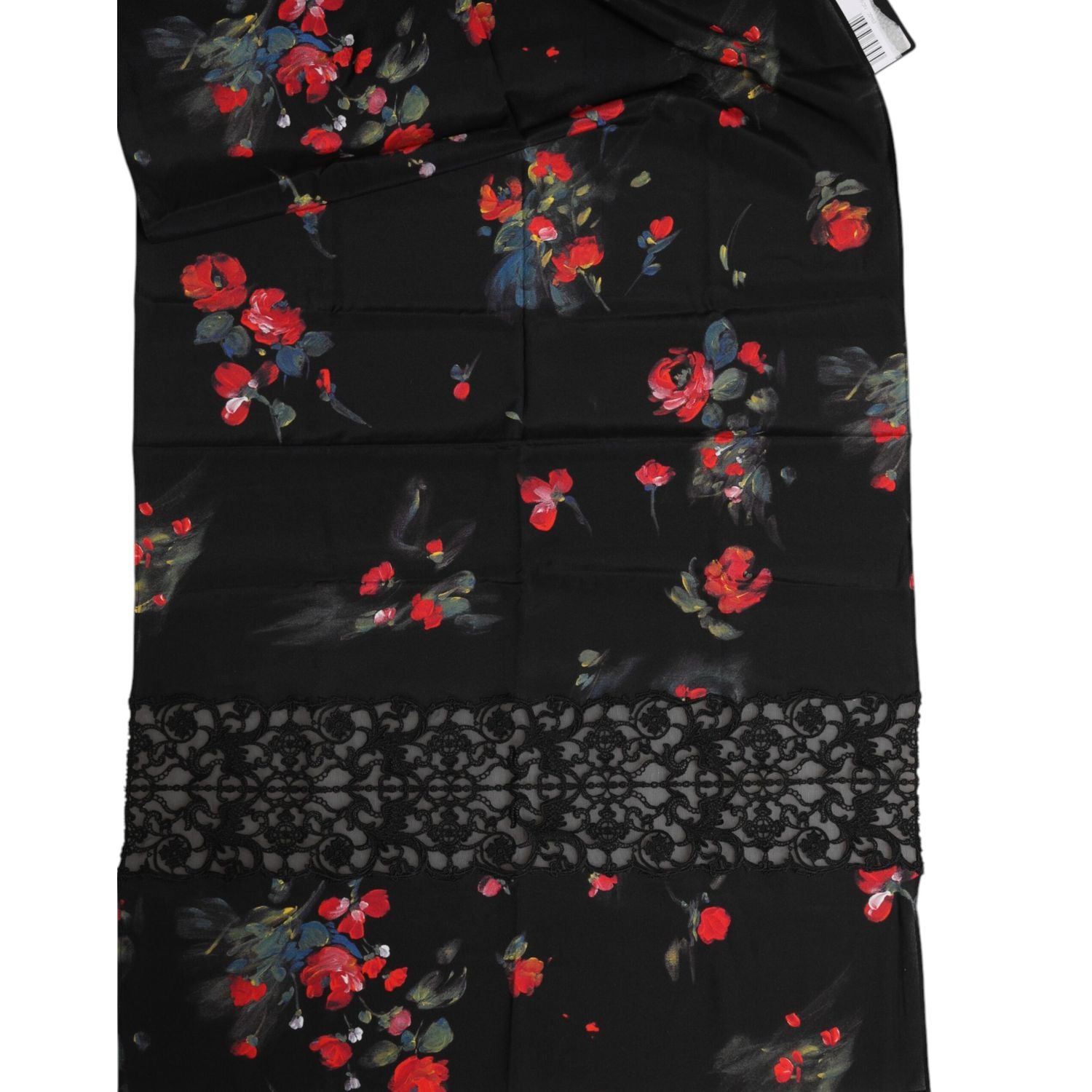 Dolce & Gabbana Black Floral Print Neck Warmer Wrap Scarf