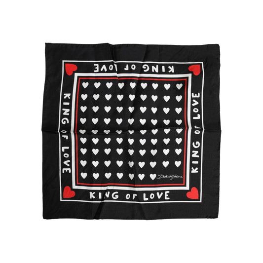 Dolce & Gabbana Black Printed Silk Square Men Foulard Scarf