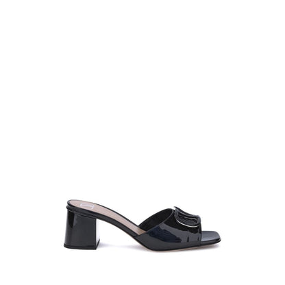 Valentino Garavani Black Calf Leather Bos Taurus Sandals