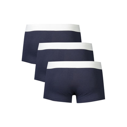 Bikkembergs Blue Cotton Underwear, tri-pack boxer parigamba with elastic waistband and logo print