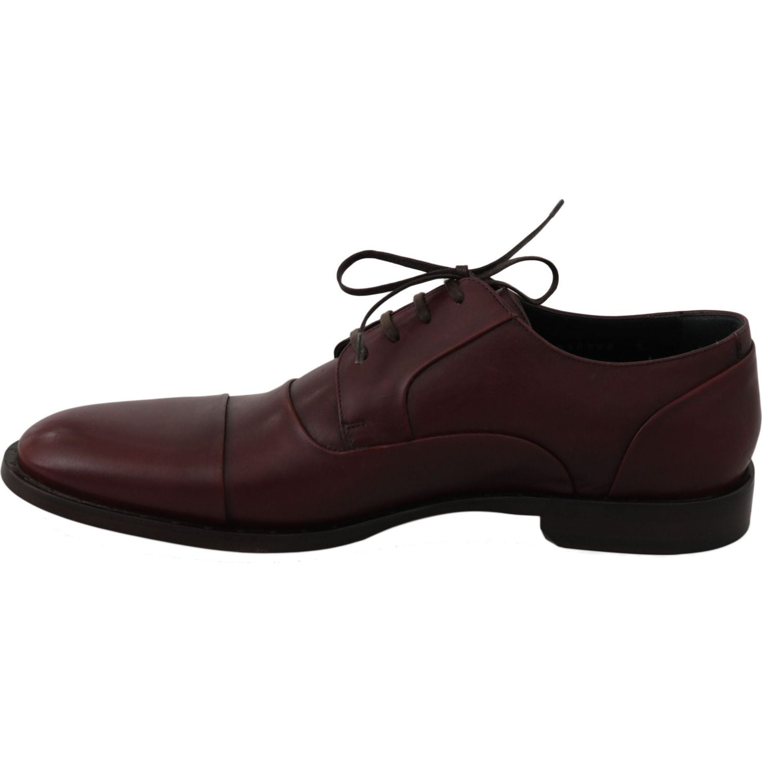 Dolce & Gabbana Red Bordeaux Leather Derby Formal Shoes