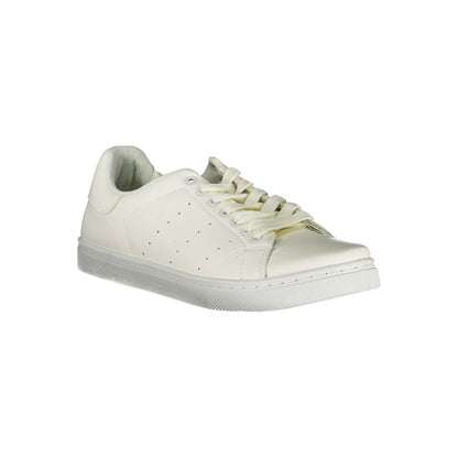 Norway 1963 White Polyester Sneaker with laces, contrast details, and logo print. Ideal sports footwear for style and comfort.
