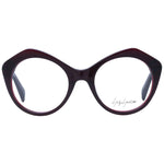 Yohji Yamamoto Burgundy Unisex Glasses Frame, full-rim acetate, round style, demo lenses, 51-20-140 size, includes branded soft case.