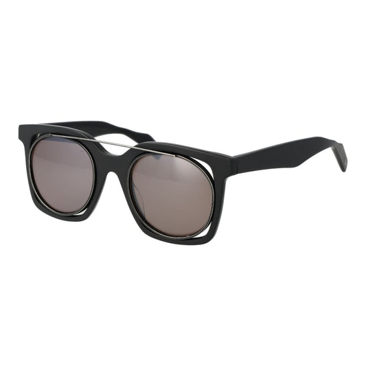 Yohji Yamamoto Gray Unisex Sunglass with grey frame, brown lenses, and full-rim design for 100% UVA & UVB protection.