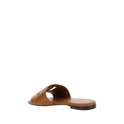 Dolce & Gabbana Brown Calf Leather Bos Taurus Sandals