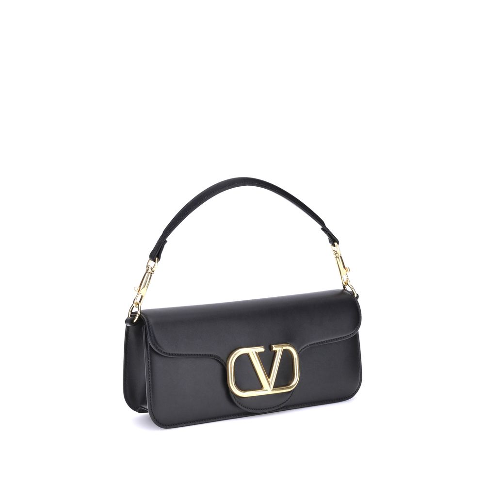 Valentino Garavani Black Calf Leather Bos Taurus Shoulder Bag
