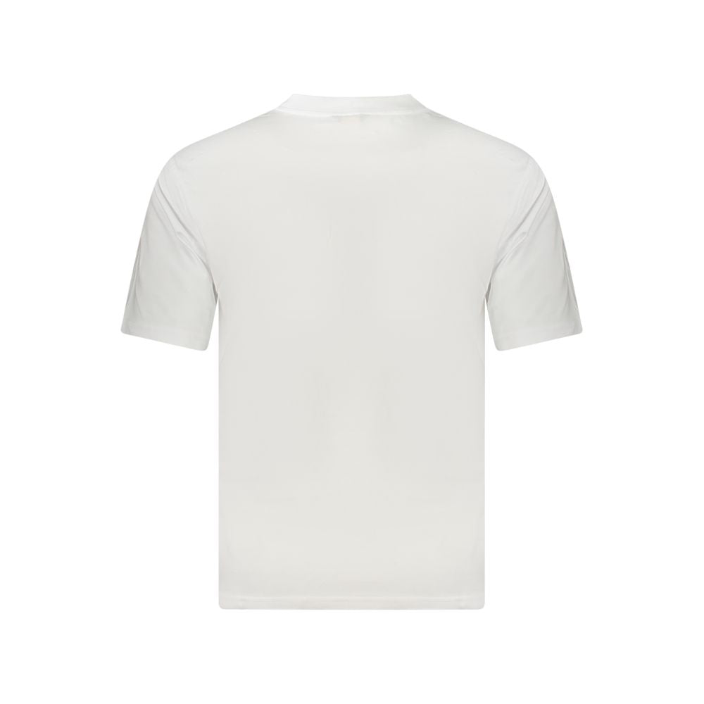 Back view of K-WAY White Cotton Men T-Shirt, showcasing sleek minimalism and comfort in a pure cotton short sleeve design.
