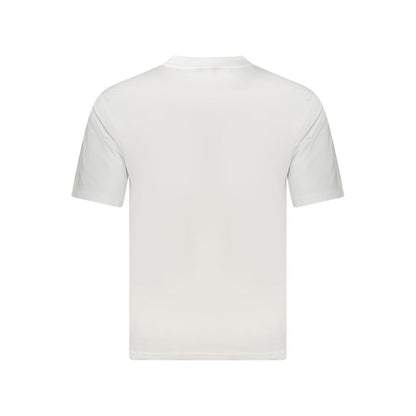 Back view of K-WAY White Cotton Men T-Shirt, showcasing sleek minimalism and comfort in a pure cotton short sleeve design.