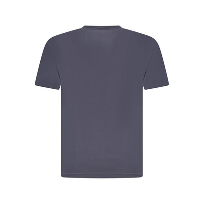 Back view of K-WAY Blue Cotton Men T-Shirt, showcasing short sleeves and classic design.