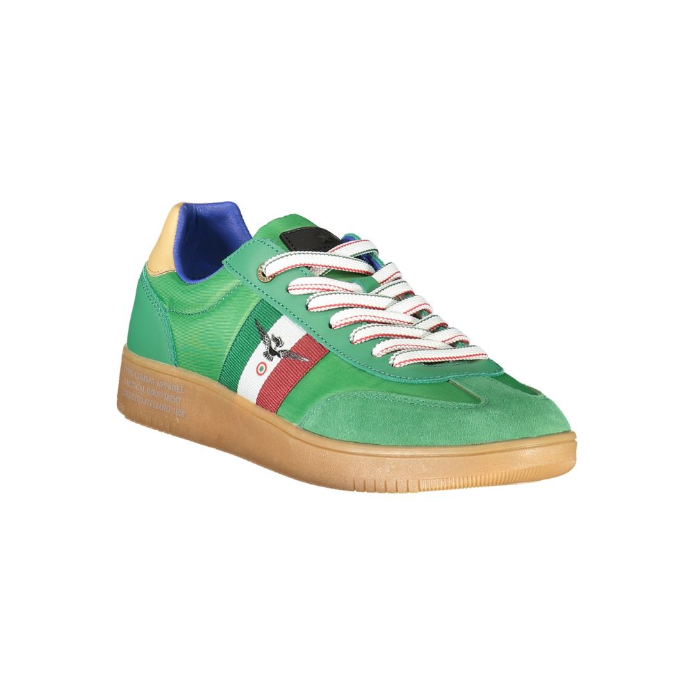 Esercito 1659 Green Leather Men Sneaker with contrasting details and logo, showcasing avant-garde design and stylish urban footwear.