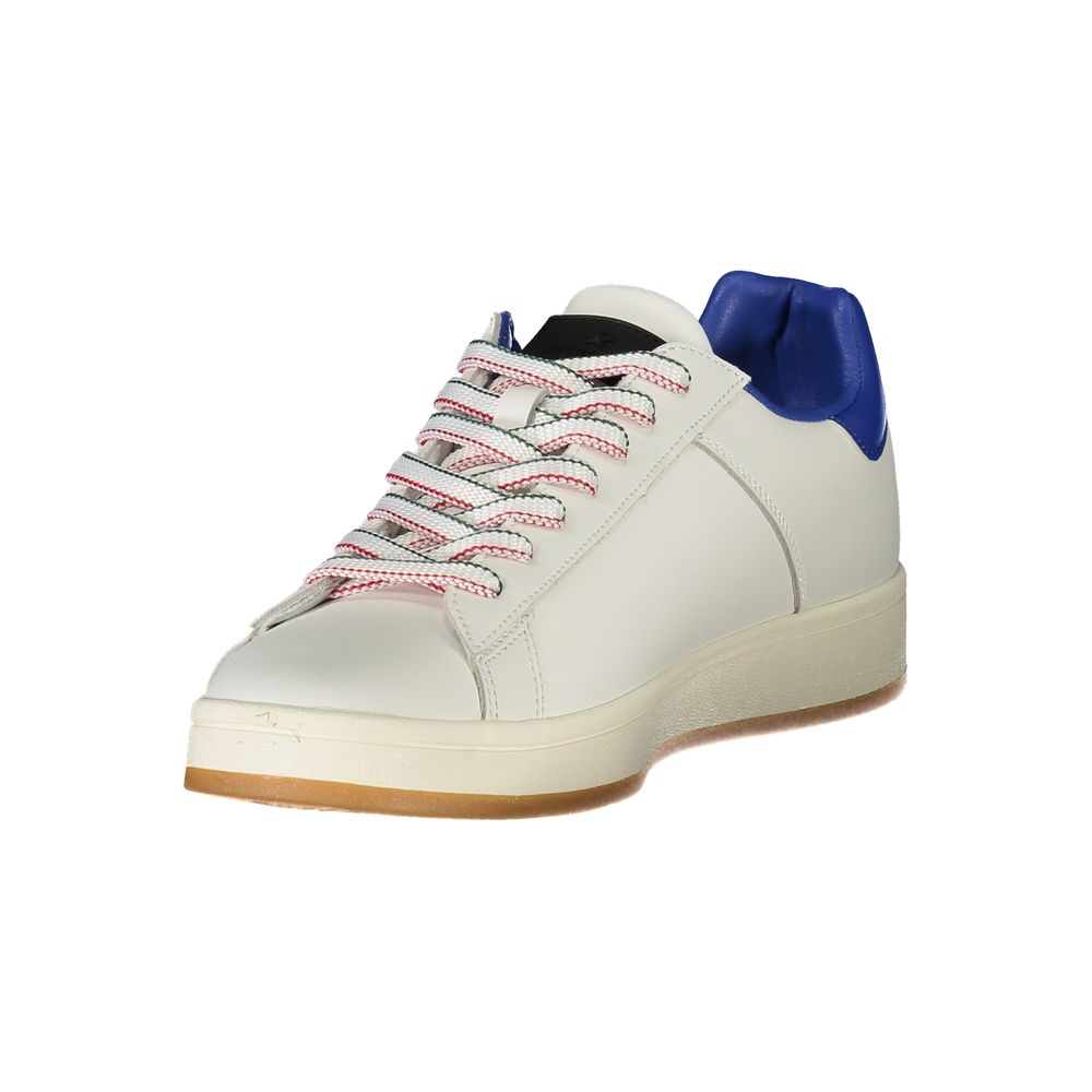 Esercito 1659 White Leather Men Sneaker with royal blue accents, perfect for stylish athletic wear and performance.