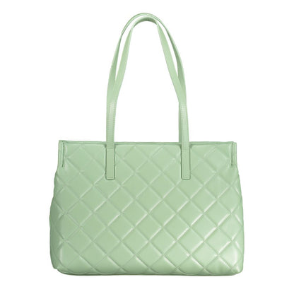 Mario Valentino Green Polyethylene Handbag with shoulder handles, zip closure, and contrasting details.