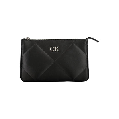 Calvin Klein Black Polyester Handbag with zip closure, featuring logo and contrasting details, made from 95% recycled polyester.